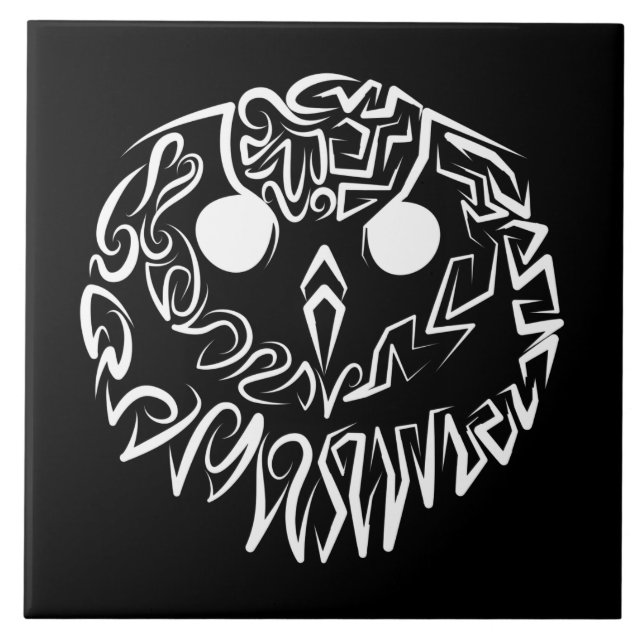 Azulejo Lechuza Tribal Negra y Blanca (Frente)