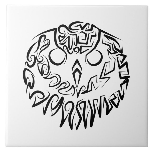 Azulejo Lechuza Tribal Negra y Blanca (Frente)