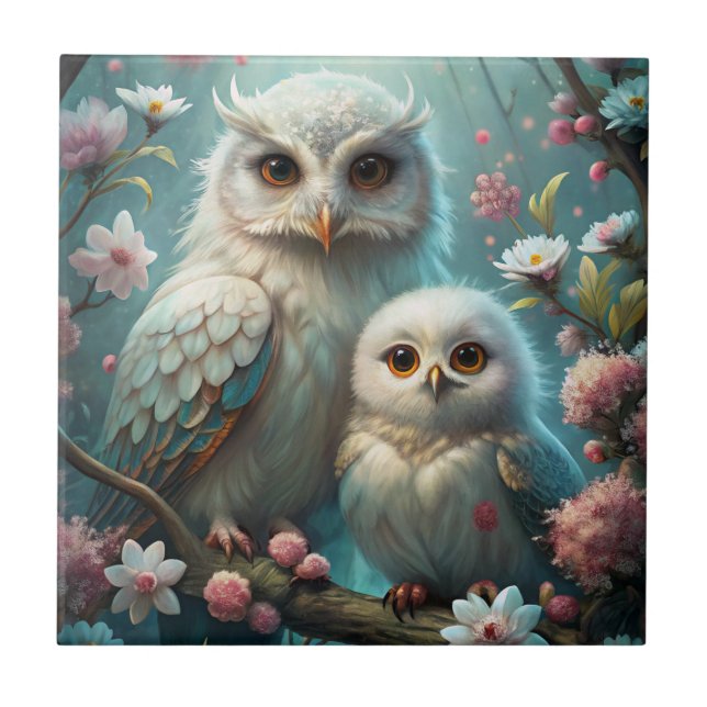 Azulejo Lechuza y bebé (Frente)