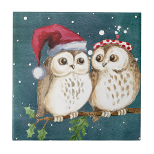 Azulejo Lechuzas de navidades-cereza