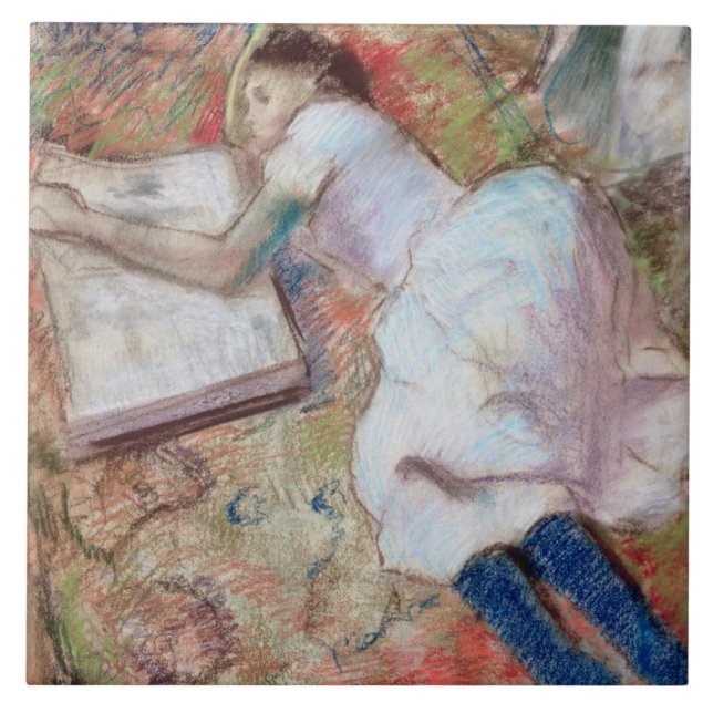 Azulejo Lector de Edgar Degas el | que se acuesta, c.1889 (Frente)