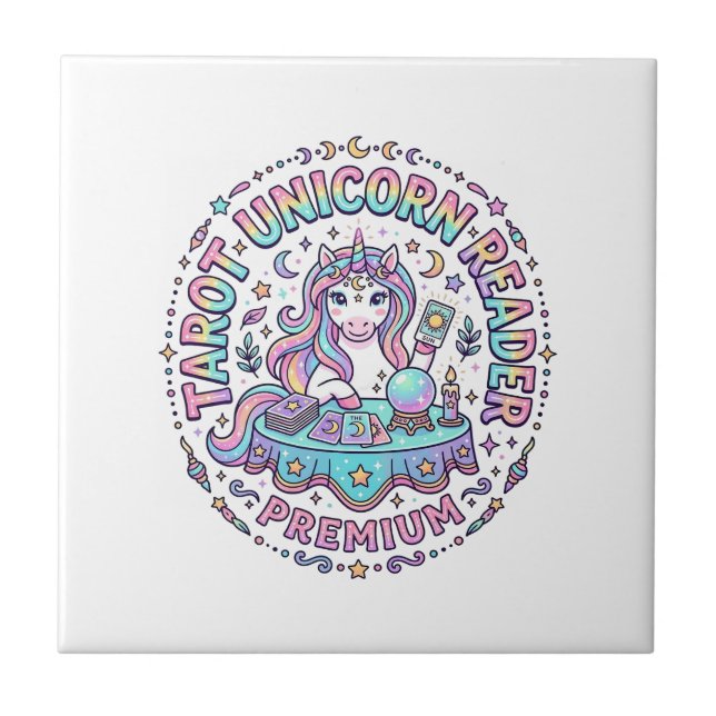 Azulejo Lector de Tarot Unicornio Premium Funny Print o (Frente)