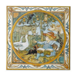 Azulejo Lectura infantil para animales Walter Crane Repro