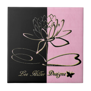 Azulejo Lee Hiller Designs acentos negro rosa dorado