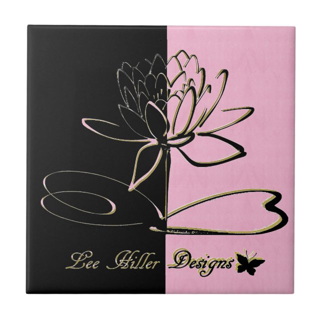 Azulejo Lee Hiller Designs acentos negro rosa dorado (Frente)