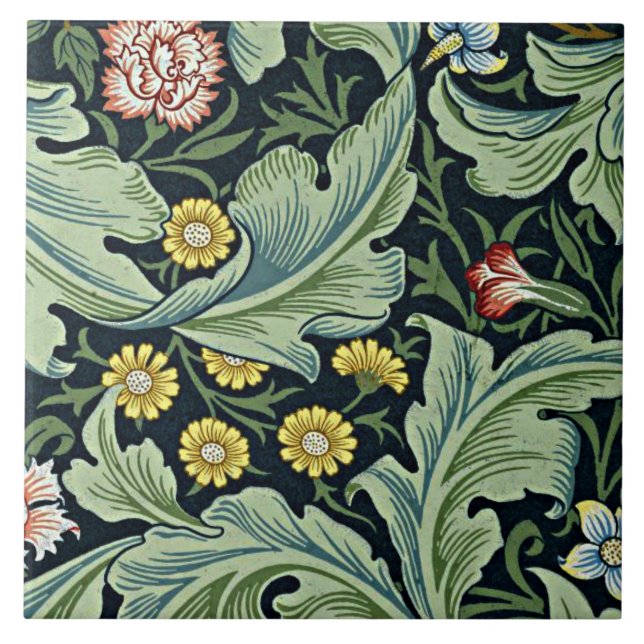Azulejo Leicester, patrón popular de William Morris, (Frente)
