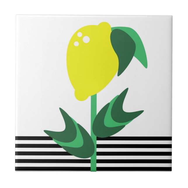 Azulejo Lemon Fruit Garden Plant Stripes (Frente)