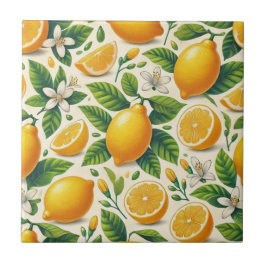 Azulejo Lemon Print Ceramic Tile