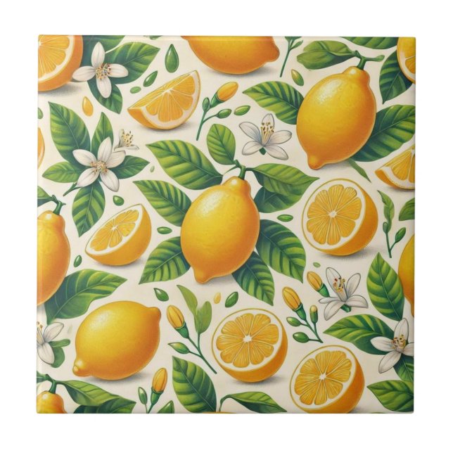 Azulejo Lemon Print Ceramic Tile (Frente)