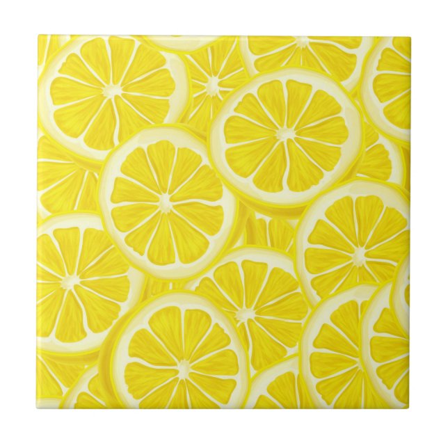 Azulejo Lemon Slices Diseño Cerámica Tile (Frente)