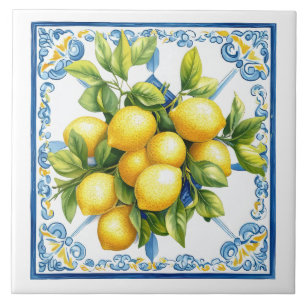Azulejo Lemones amarillo azul