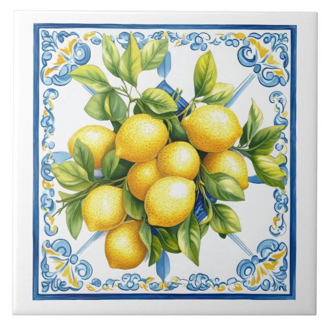 Azulejo Lemones amarillo azul (Frente)
