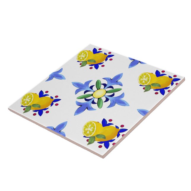 Azulejo Lemones, cítricos, mayólica  (Lado)