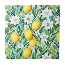 Azulejo Lemones y flores blancas - Decoración campestre fr