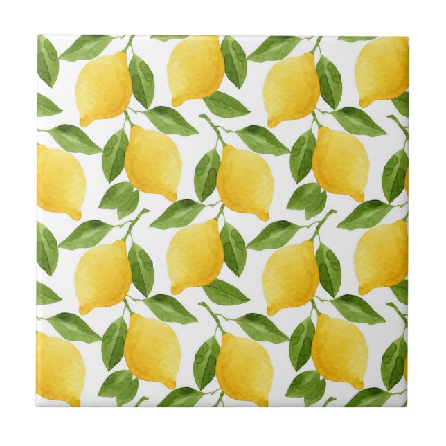 Azulejo Lemons Tile cerámico/cuchara de cerámica (Frente)