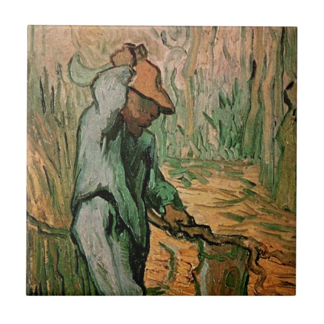 Azulejo Leñador (según Millet) por Vincent van Gogh (Frente)