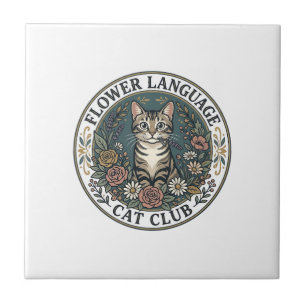 Azulejo Lenguaje de Flor Cat Cat Gráfico Tee Arte - Flor L