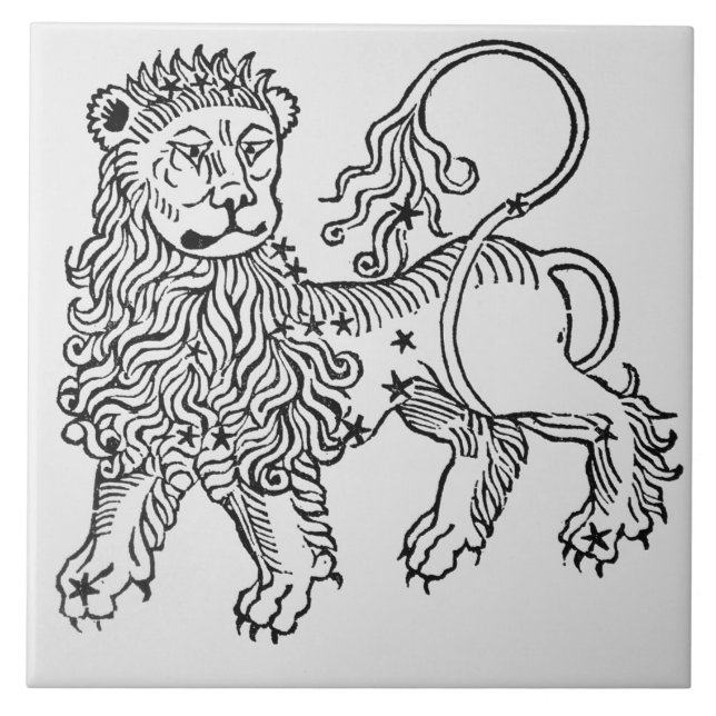 Azulejo Leo (el león) un ilustracion del 'Poeticon (Frente)