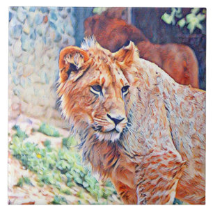 Azulejo león acuarell