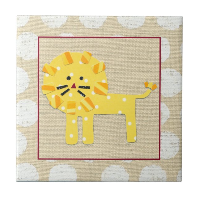 Azulejo León amarillo con puntos de polka blanco (Frente)