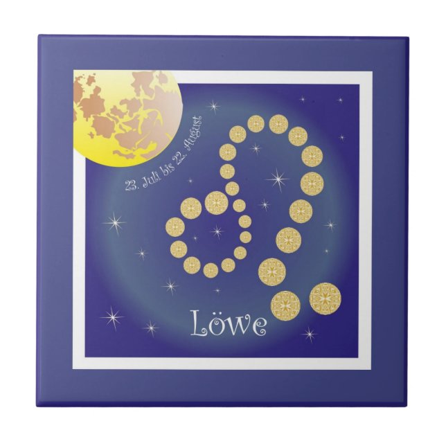 Azulejo León el 23. julio hasta el 22. agosto cerámica (Frente)