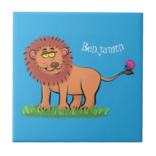 Azulejo León feliz con ilustracion personalizado de maripo