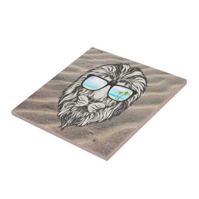 Azulejo León Guay con gafas de sol de verano (Lado)