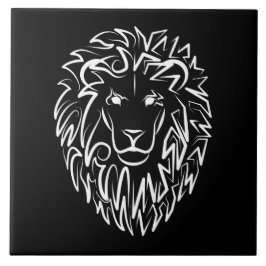Azulejo León tribal blanco y negro