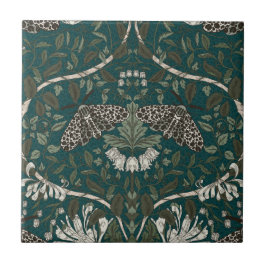 Azulejo Leopard Moth and Honeysuckle Botanage