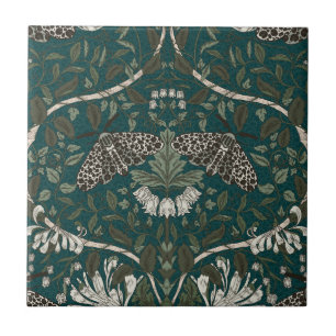 Azulejo Leopard Moth and Honeysuckle Botanage