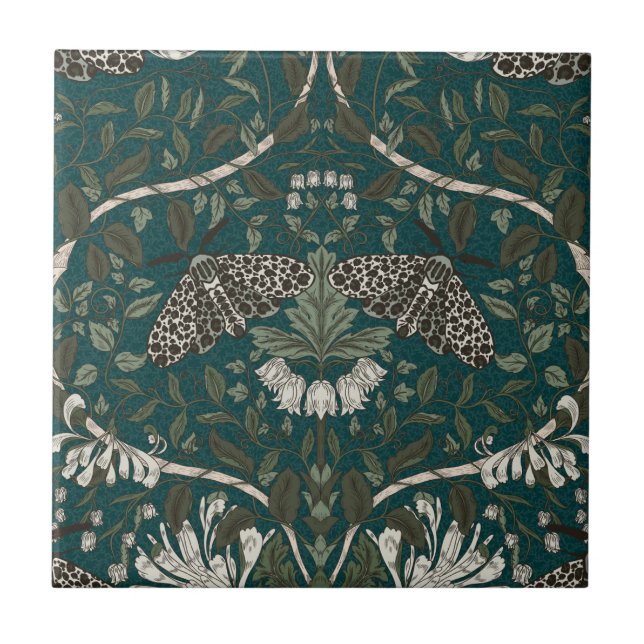 Azulejo Leopard Moth and Honeysuckle Botanage (Frente)