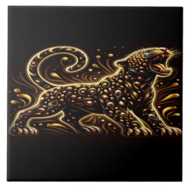 Azulejo Leopard With Blue Eyes on a Bedroom Border 