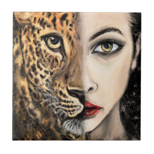 Azulejo Leopard Woman Ceramic Tile