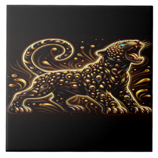 Azulejo Leopardo con ojos azules en un borde de dormitorio