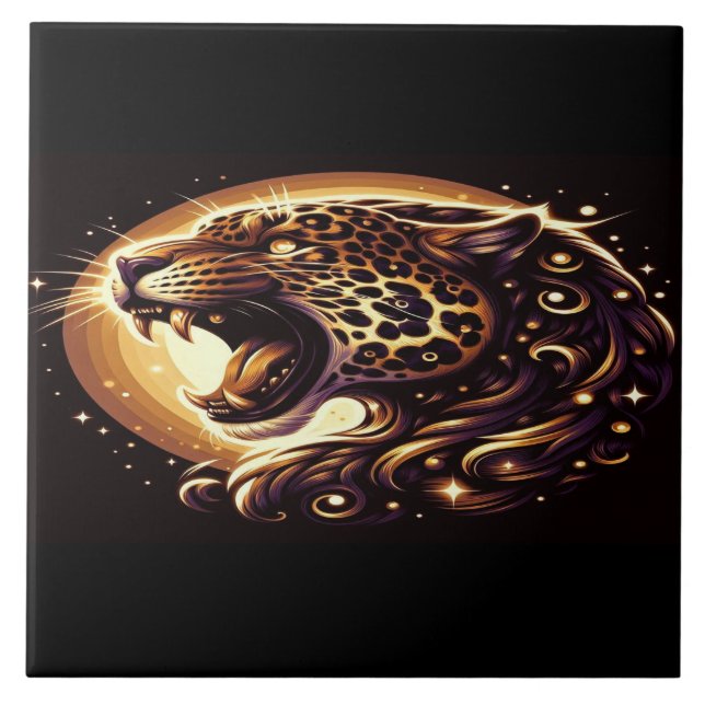 Azulejo Leopardo de ojos dorados (Frente)
