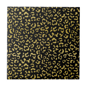 Azulejo Leopardo de oro, Purpurina de oro, patrón de leopa