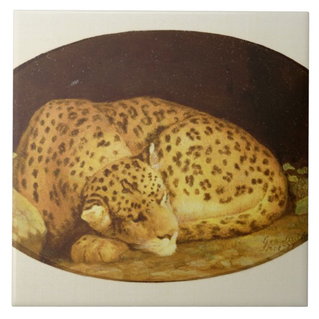 Azulejo Leopardo el dormir de George Stubbs el |, 1777 (Frente)