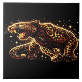Azulejo Leopardo negro y dorado