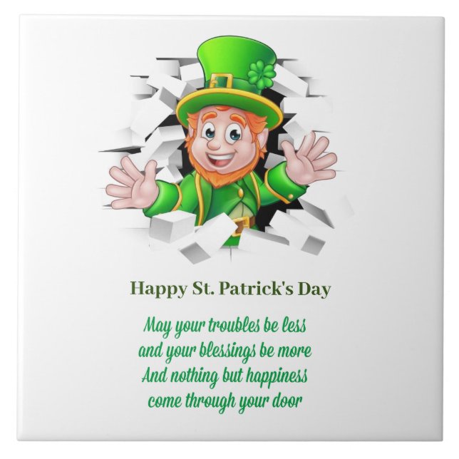 Azulejo Leprechaun del día de San Patricio  (Frente)