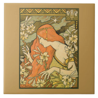 Azulejo L'Ermitage Mujer Francesa Nouveau en Campo de Flor