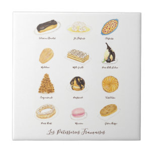 Azulejo Les Pâtisserie Françaises acuarela