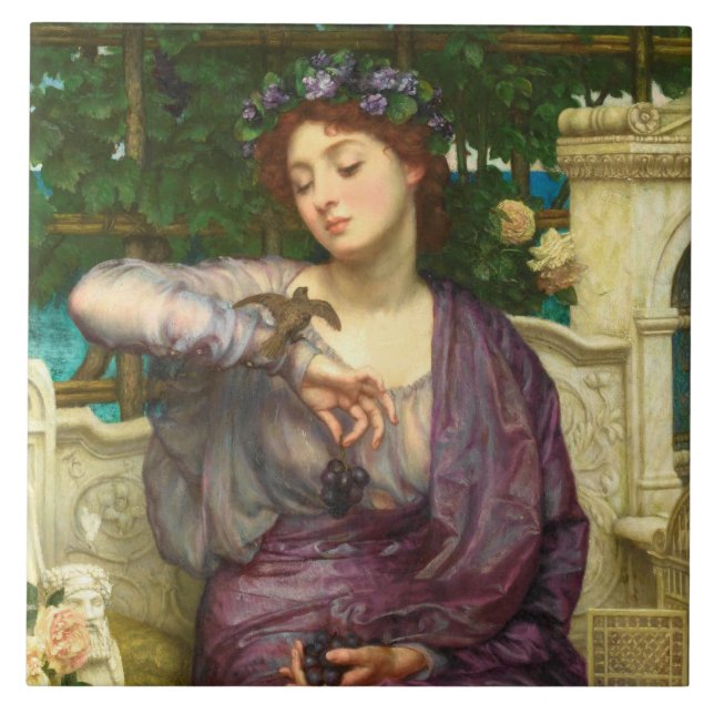 Azulejo Lesbia y su resplandor (por Edward John Poynter) (Frente)