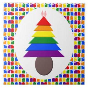 Azulejo Lesbianas arcoiris Árbol y regalo de Navidad
