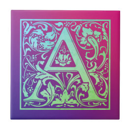 Azulejo Letra A Color Vintage Primera Letra Gradiente