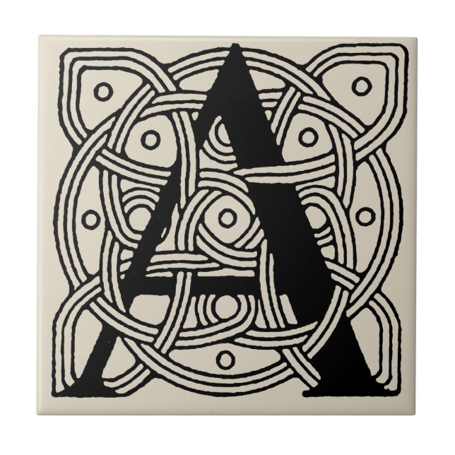 Azulejo Letra A Monograma De Knot Celta Vintage (Frente)