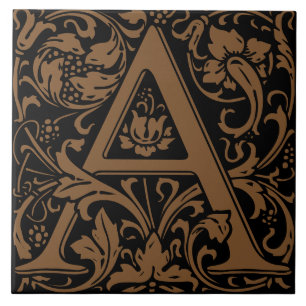 Azulejo Letra a monograma de William Morris Arts and Craft