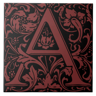 Azulejo Letra a monograma de William Morris Arts and Craft