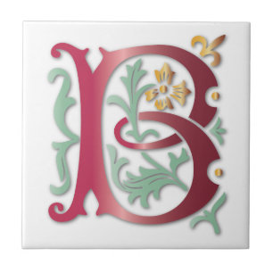 Azulejo Letra B Monograma Fleur de lis