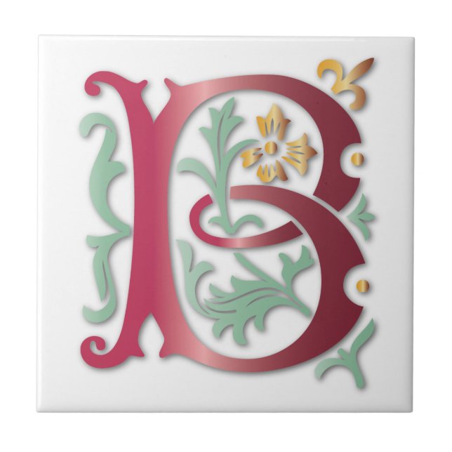 Azulejo Letra B Monograma Fleur de lis (Frente)