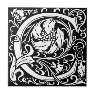 Azulejo Letra C Monograma Arte Nouveau Medieval